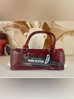 NEW PRIMEWARE | Insulated Wine Carrier  Clutch Handbag in Red Croc